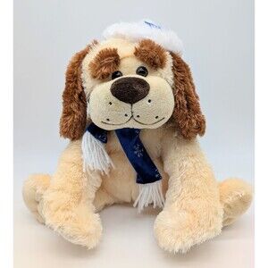 Plush Dog Brown Tan Blue Hat Scarf Atico International Stuffed Animal Christmas